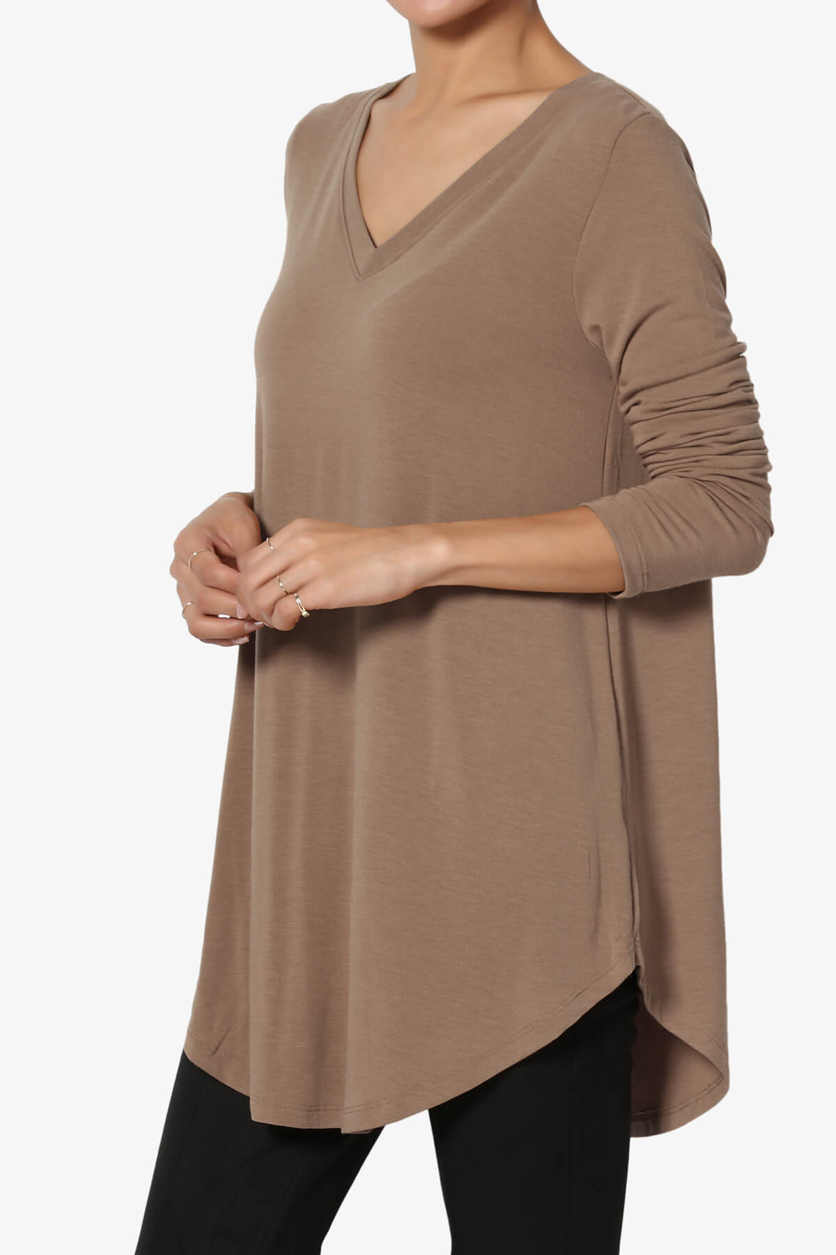 Ramada Long Sleeve Flowy Jersey Top MOCHA_3