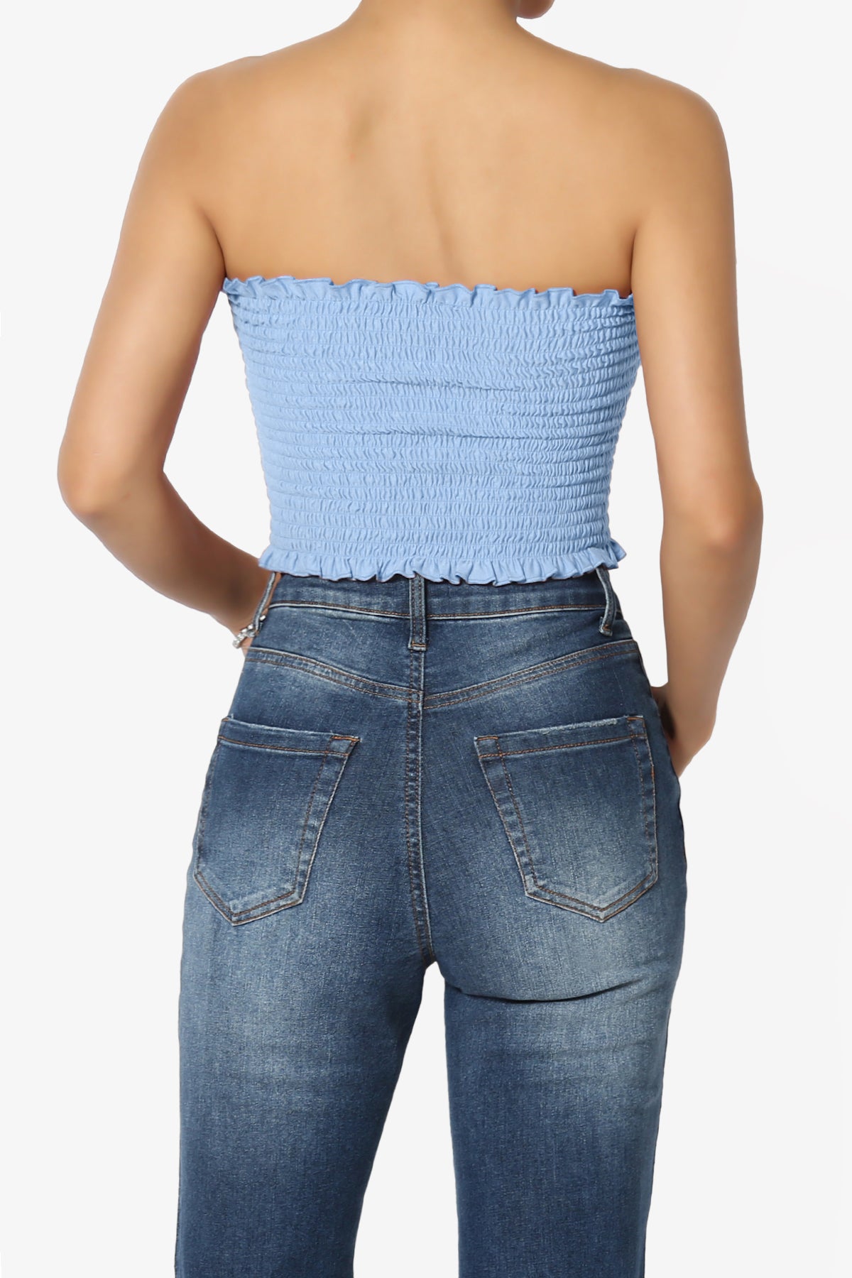 Faleece Frill Smocked Crop Tube Top PLUS
