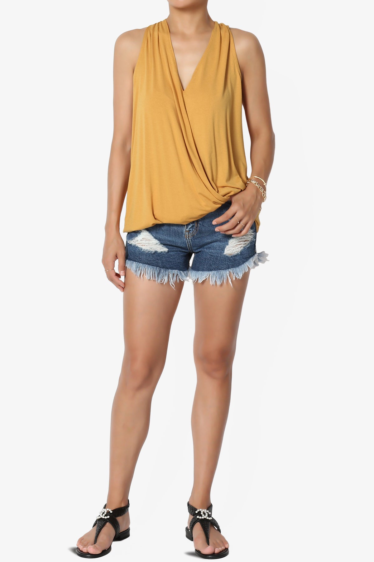 Tackle Halter Wrap Crepe Knit Top