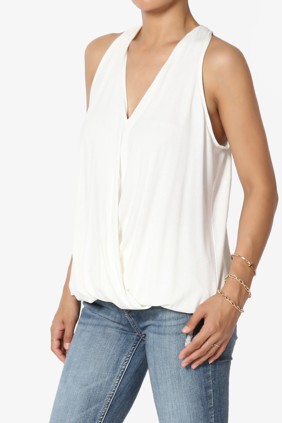 Tackle Halter Wrap Crepe Knit Top