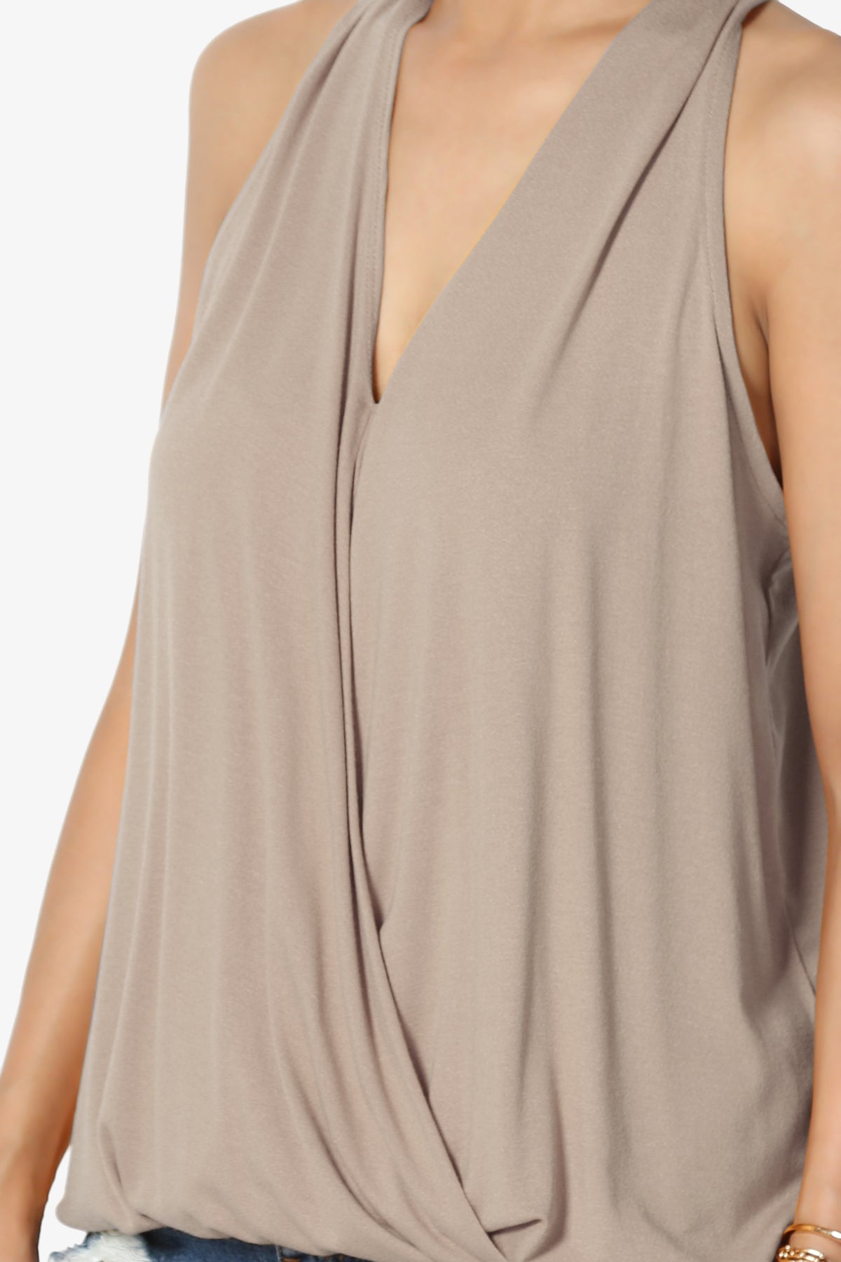Tackle Halter Wrap Crepe Knit Top