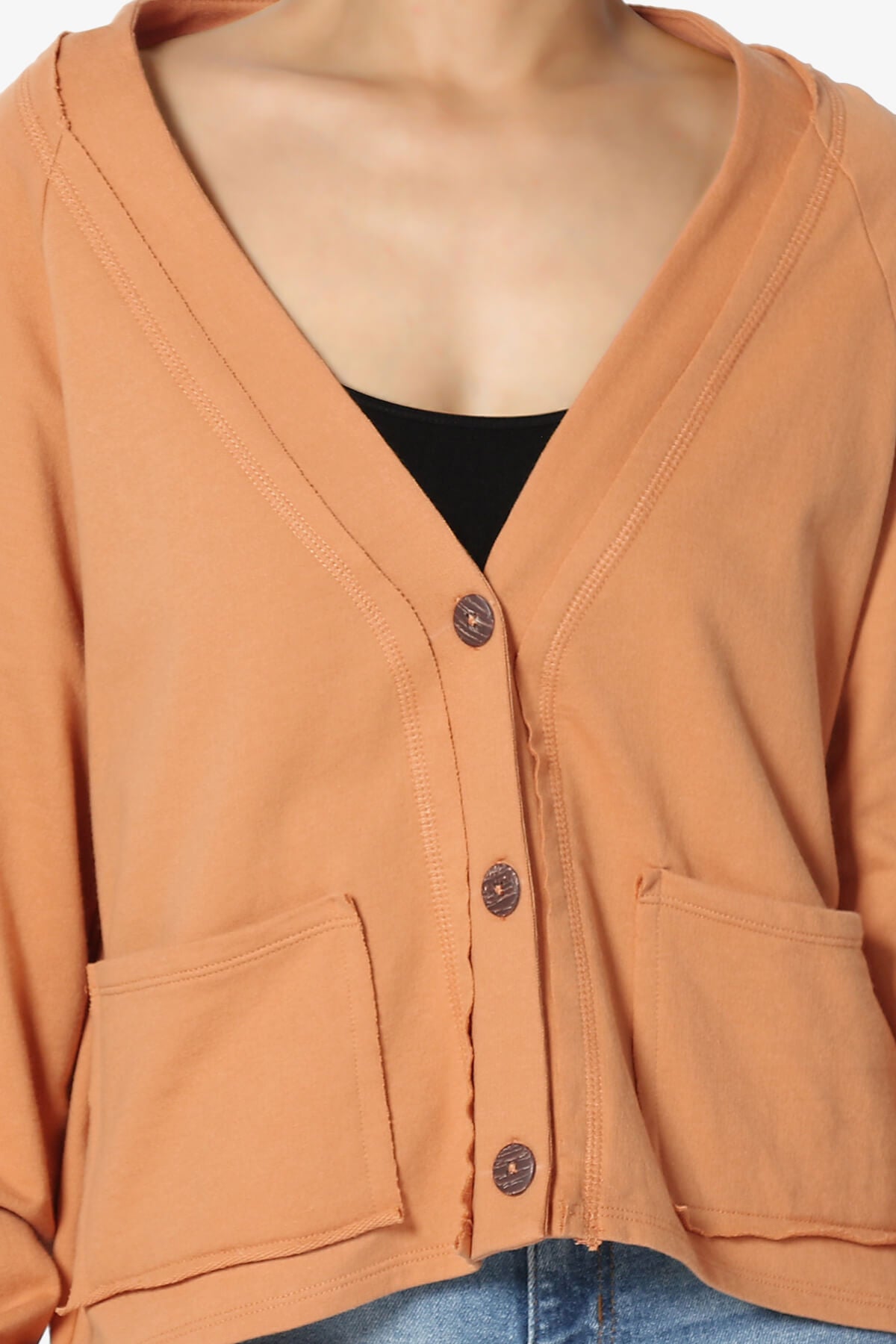 Embark Barrel Long Sleeve Terry Cardigan BUTTER ORANGE_5
