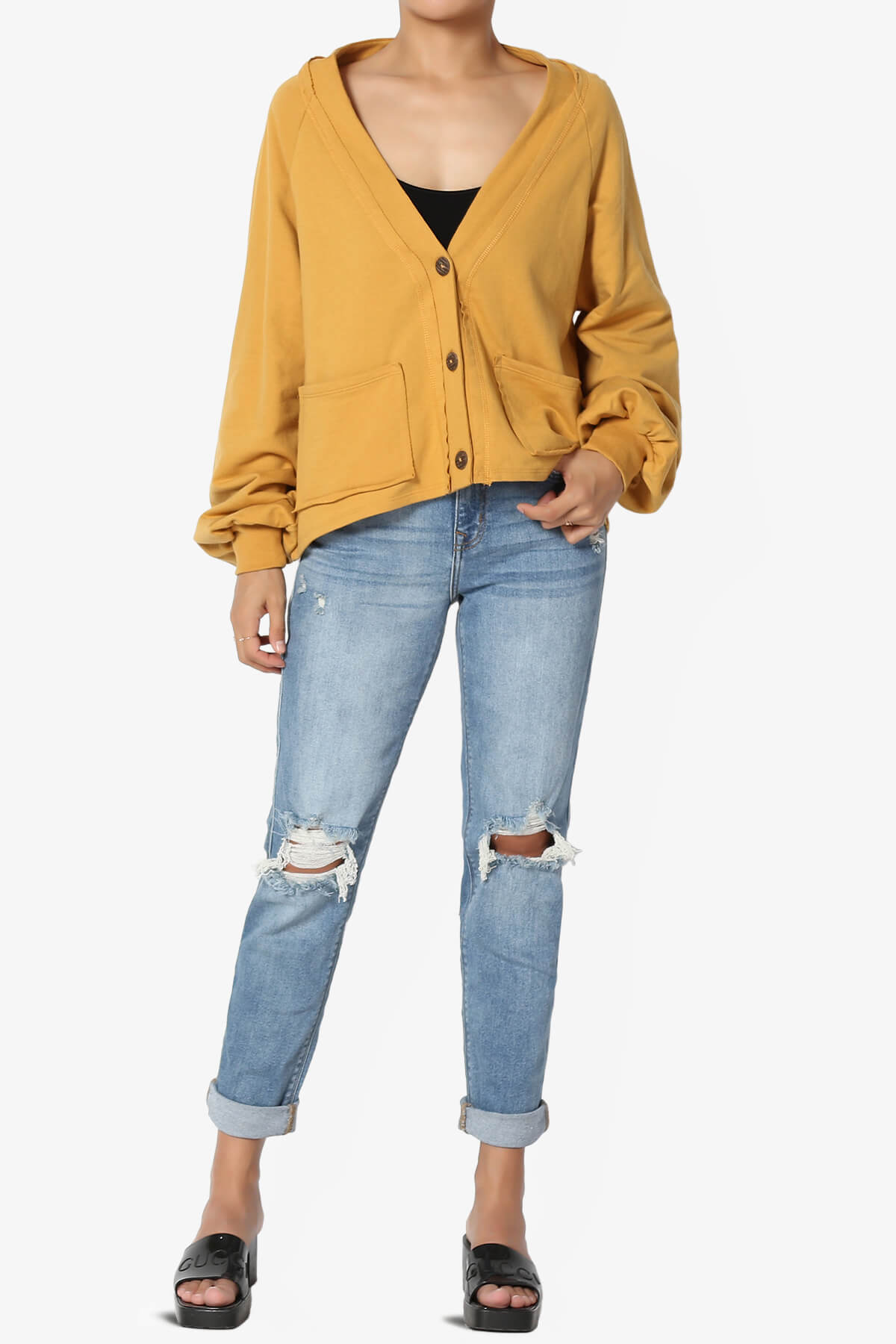 Embark Barrel Long Sleeve Terry Cardigan GOLDEN MUSTARD_6