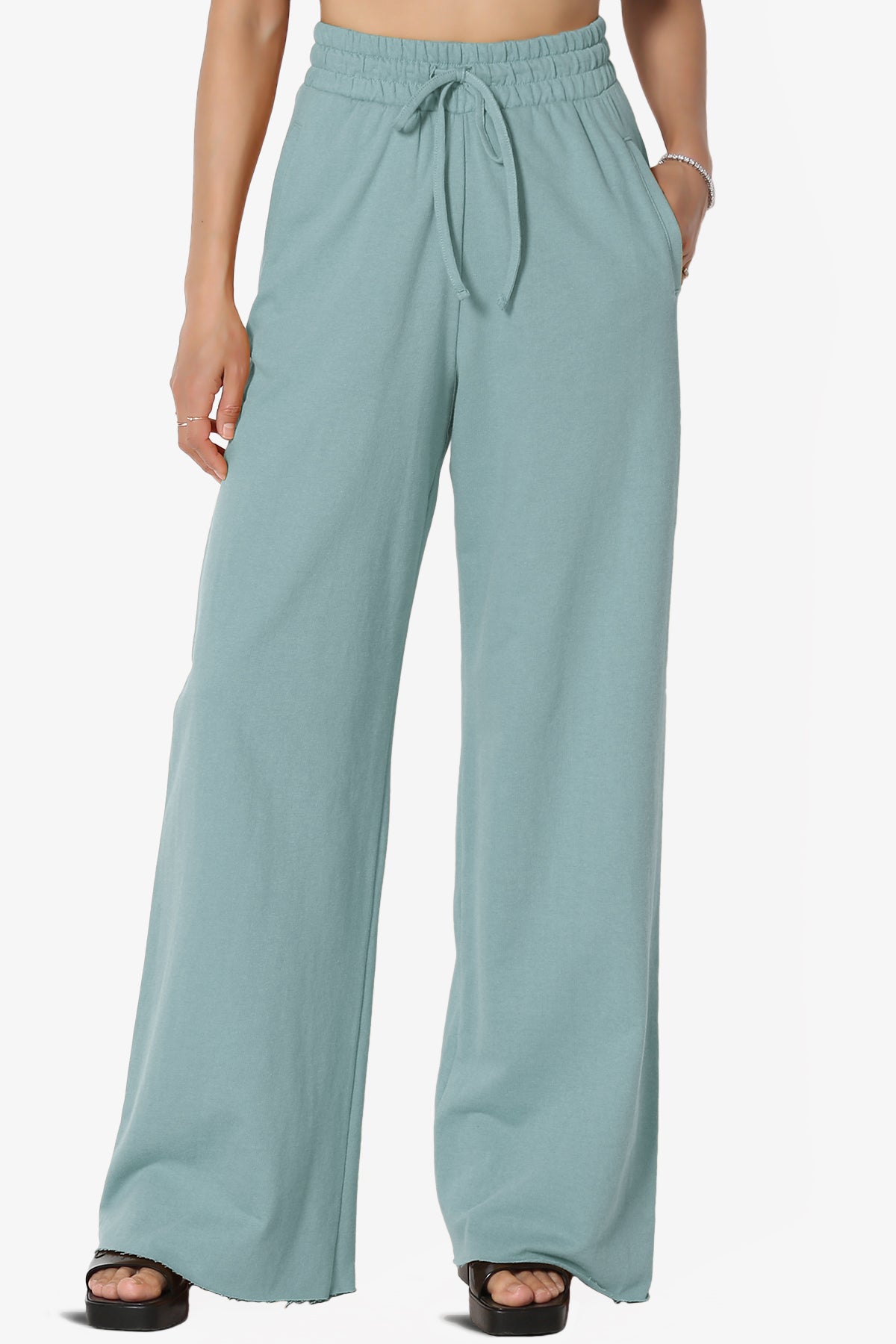 Nia Cotton Terry Wide Leg Track Pants