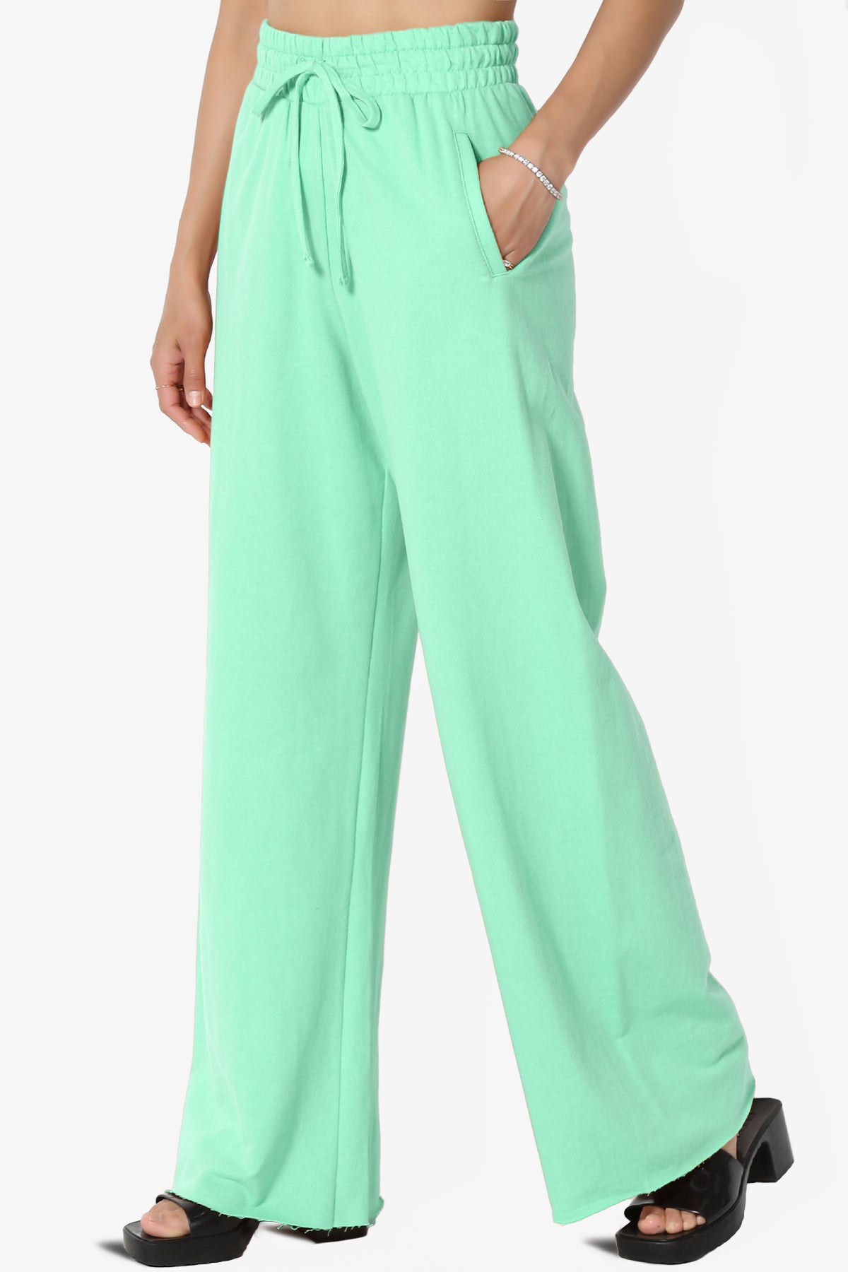 Nia Cotton Terry Wide Leg Track Pants