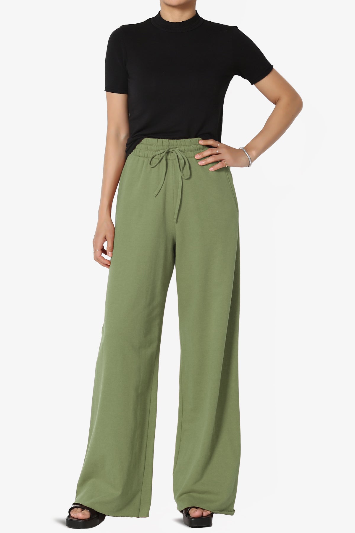 Nia Cotton Terry Wide Leg Track Pants