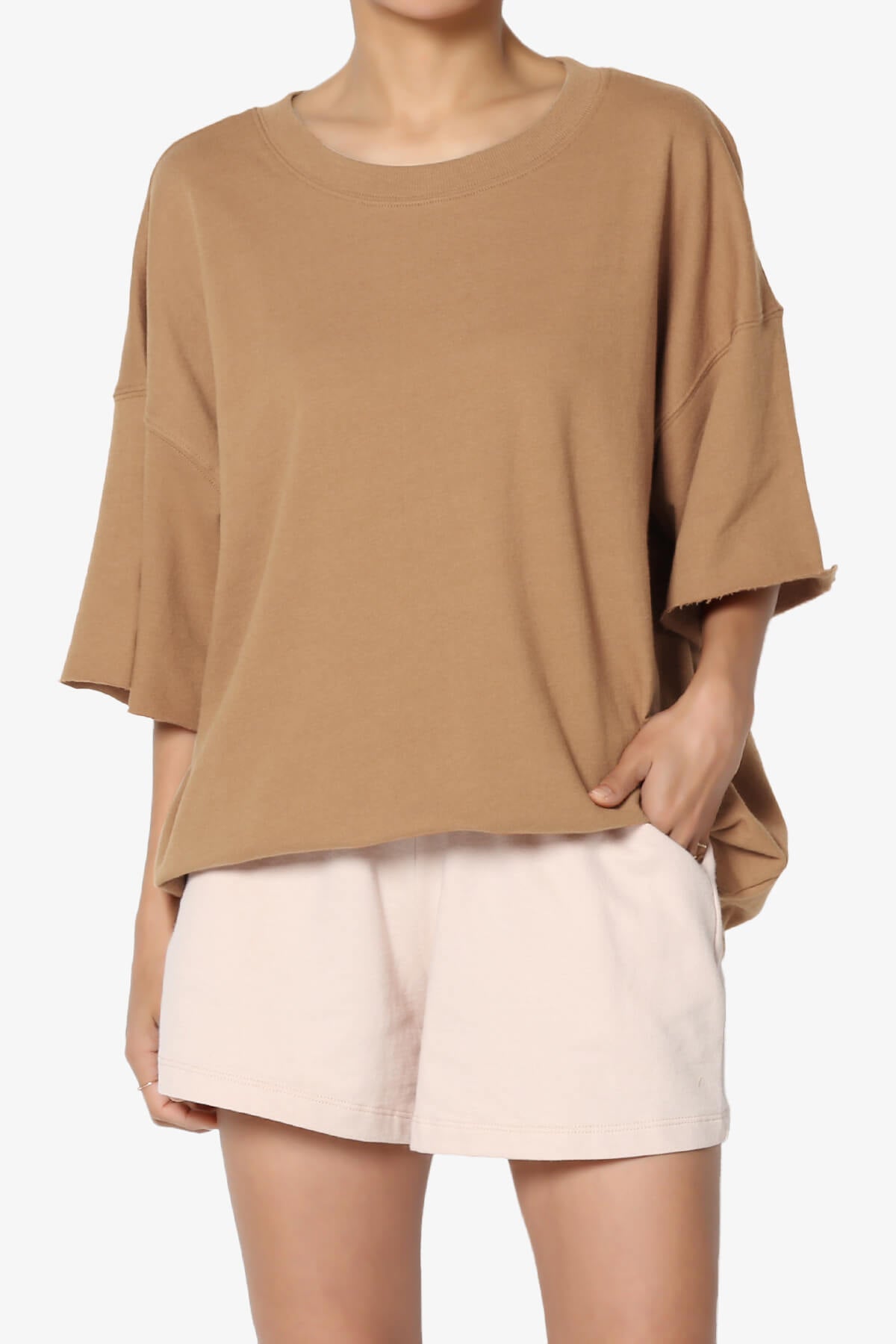 Danube Drop Shoulder Cotton Top DEEP CAMEL_1