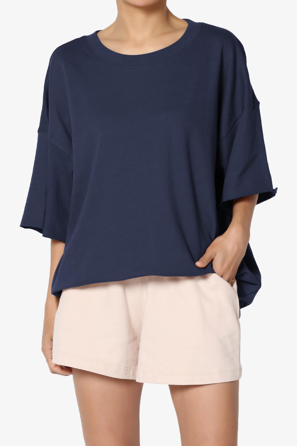 Danube Drop Shoulder Cotton Top NAVY_1