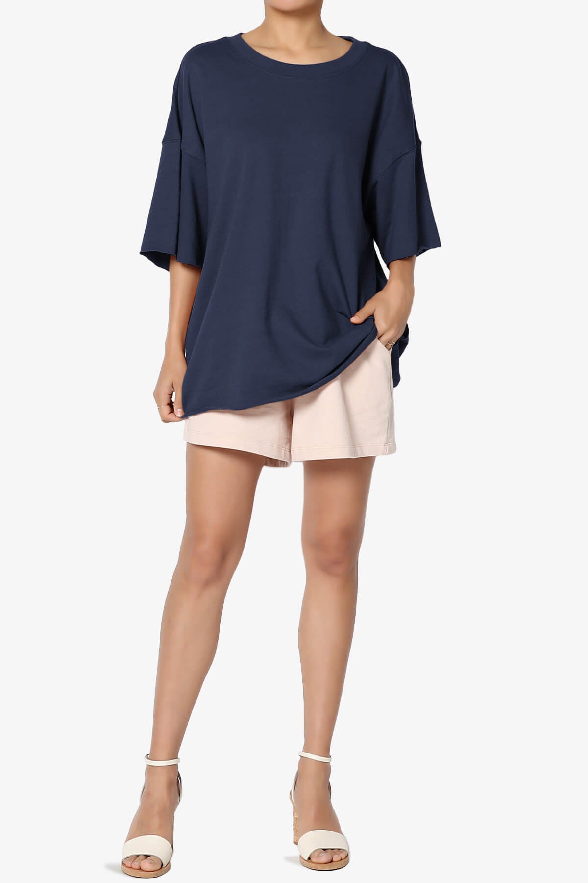 Danube Drop Shoulder Cotton Top NAVY_6