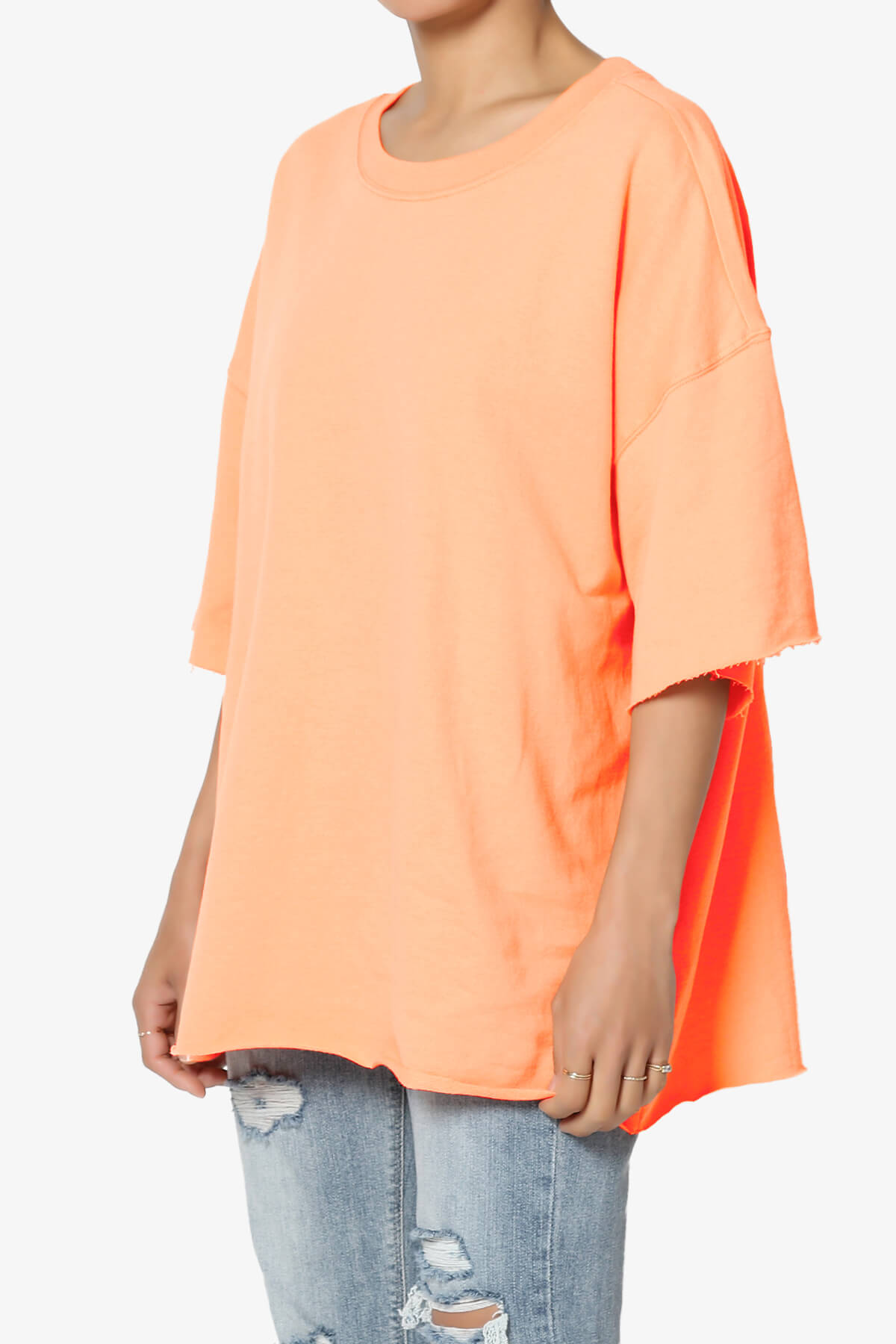 Danube Drop Shoulder Cotton Top NEON CORAL_3