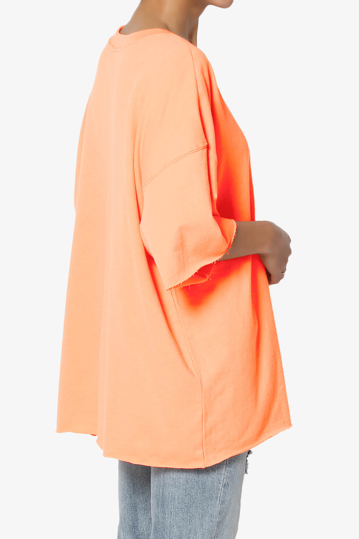 Danube Drop Shoulder Cotton Top NEON CORAL_4