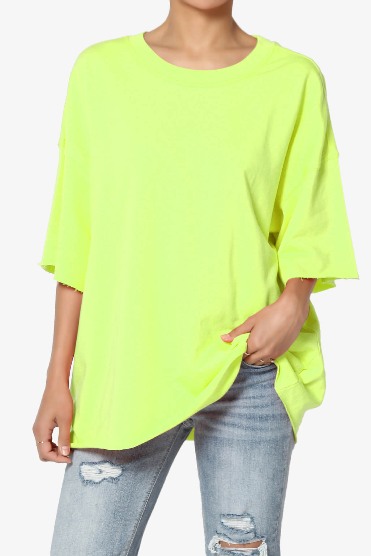 Danube Drop Shoulder Cotton Top NEON GREEN_1
