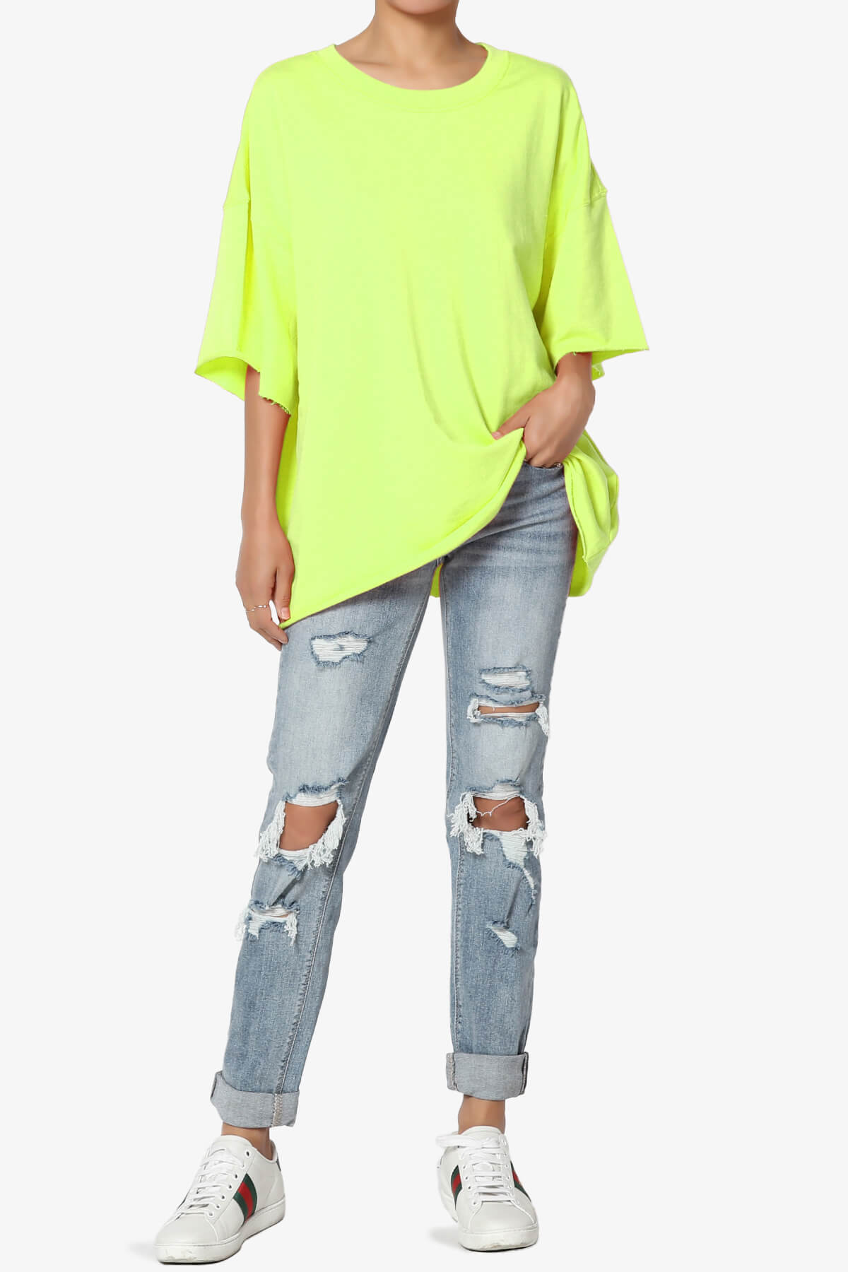 Danube Drop Shoulder Cotton Top NEON GREEN_6