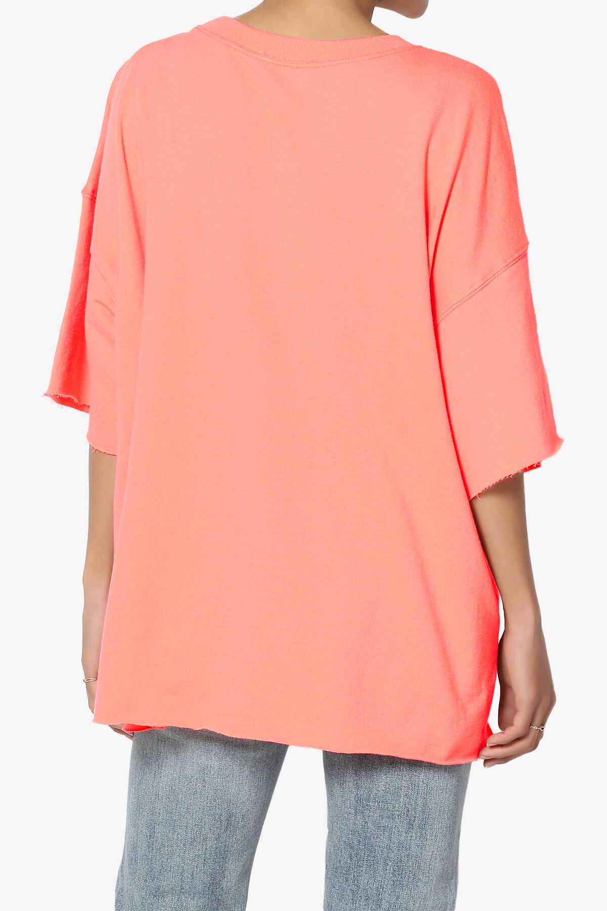 Danube Drop Shoulder Cotton Top NEON PEACH_2