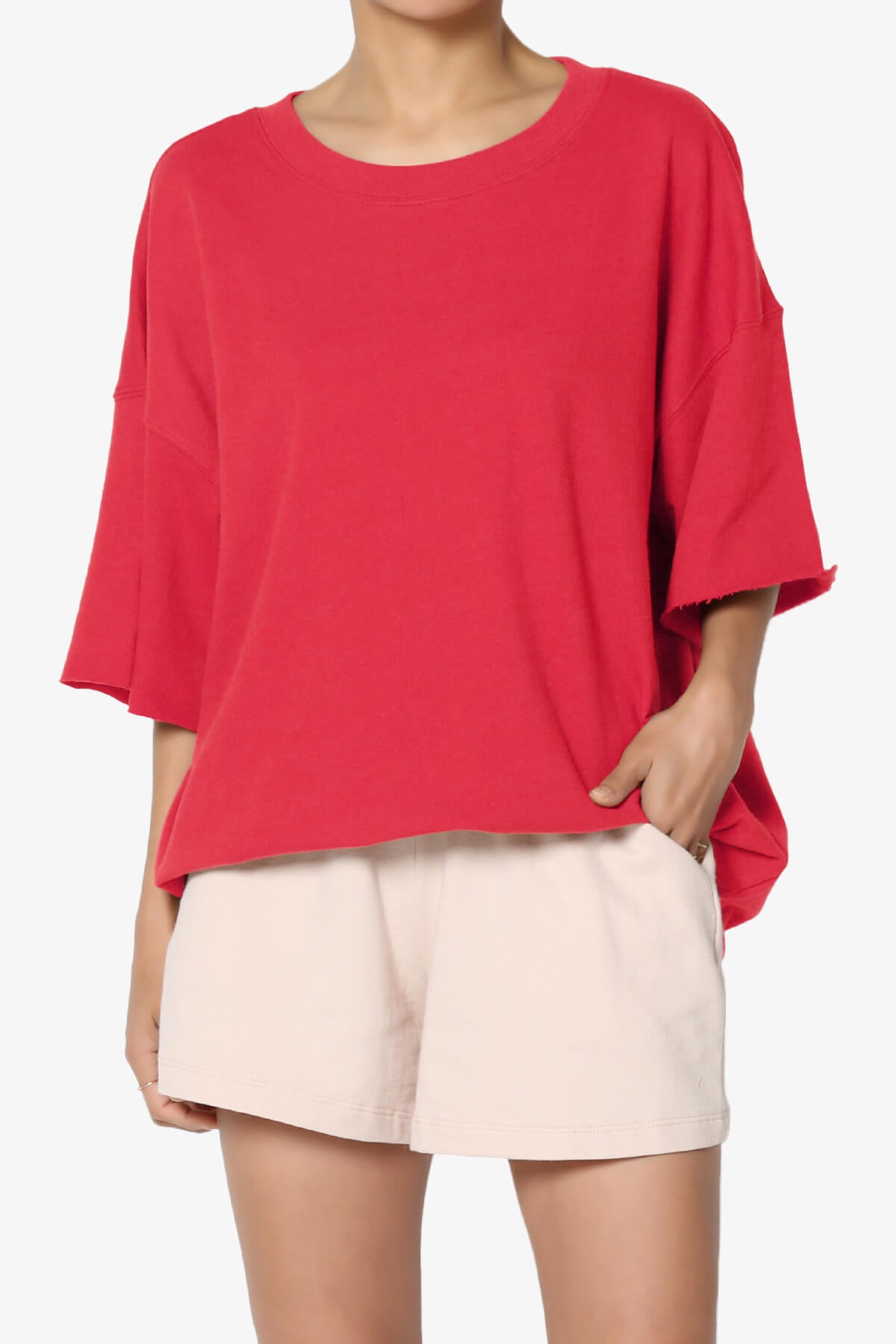 Danube Drop Shoulder Cotton Top RED_1