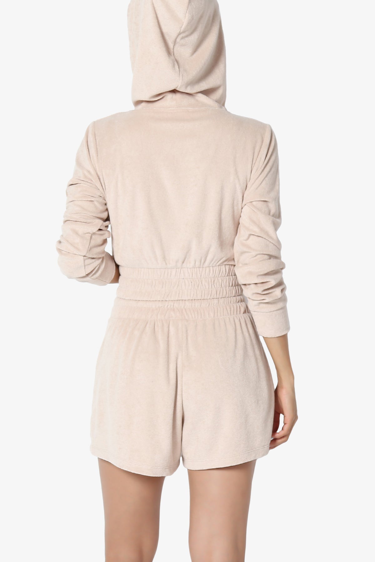 Cotton Terry Zip Up Crop Hoodie & Shorts SET DUSTY BLUSH_2