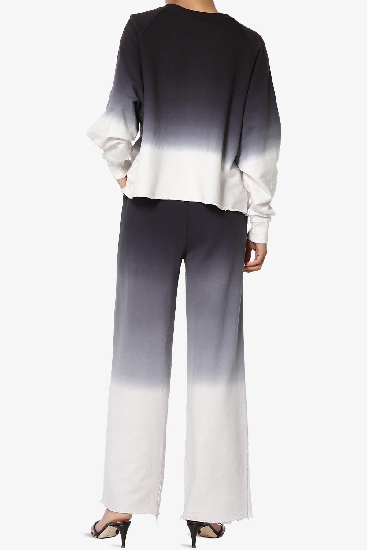 Sarge Dip Dye Raglan Sleeve Top & Lounge Pants SET BLACK_2