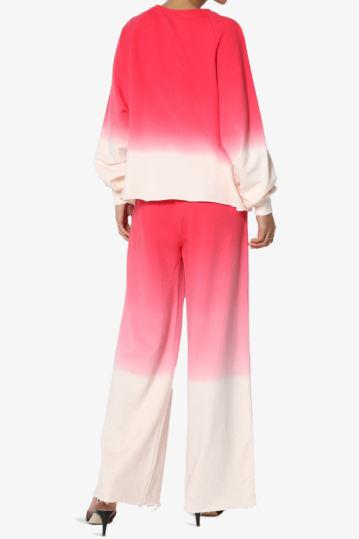 Sarge Dip Dye Raglan Sleeve Top & Lounge Pants SET RED_2
