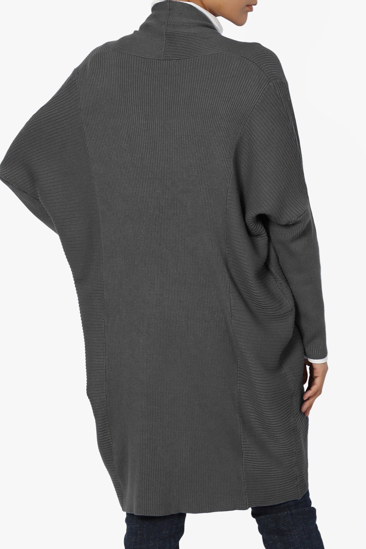 Aviv Ribbed Dolman Sleeve Open Cardigan