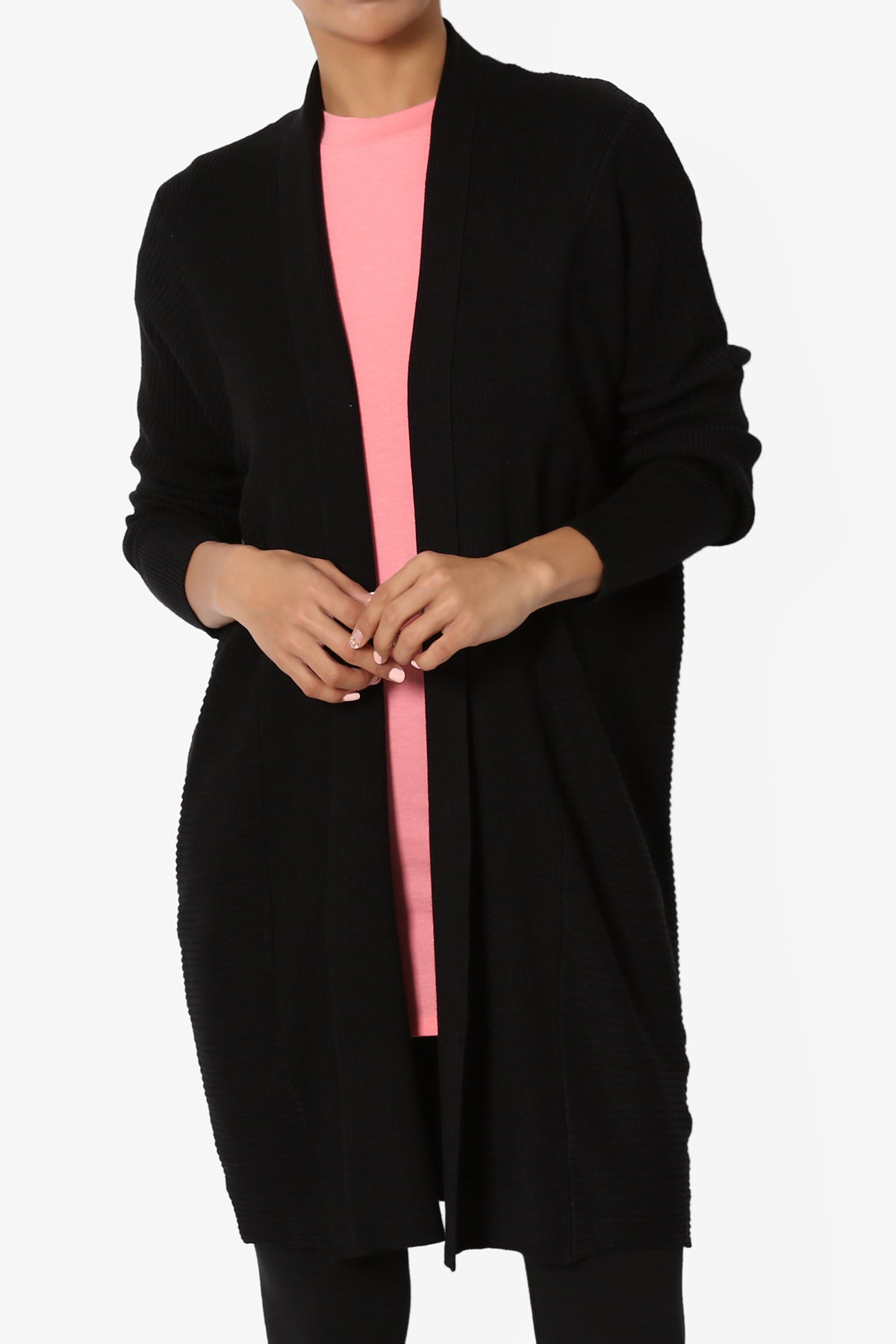 Aviv Ribbed Dolman Sleeve Open Cardigan