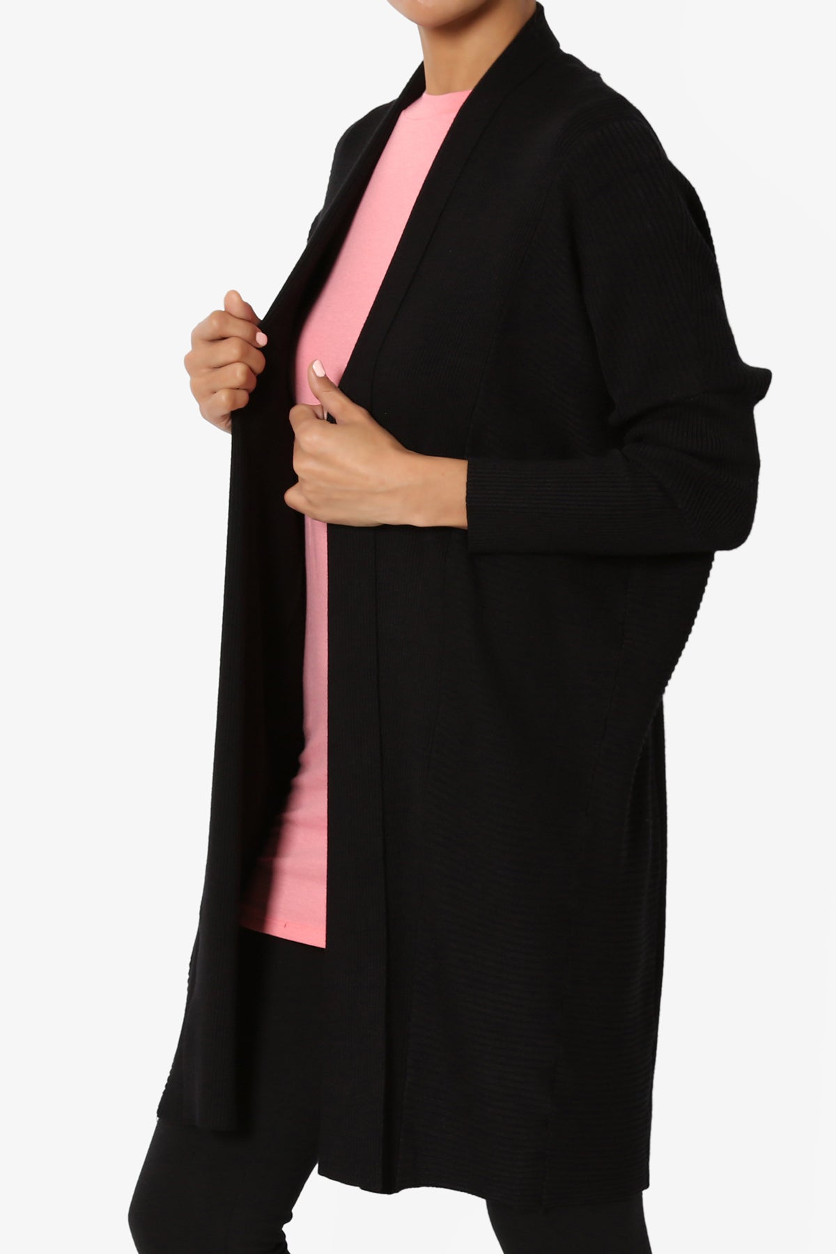 Aviv Ribbed Dolman Sleeve Open Cardigan