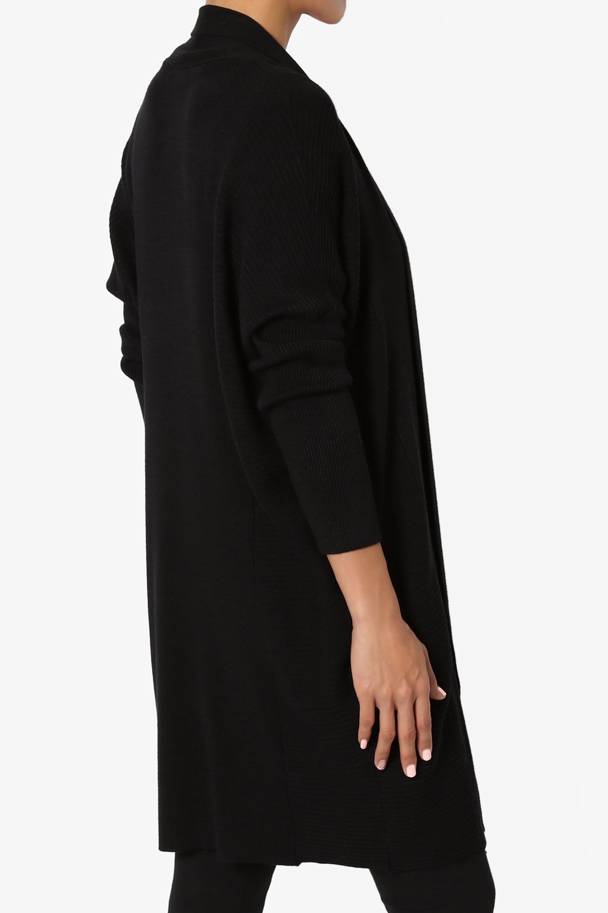 Aviv Ribbed Dolman Sleeve Open Cardigan