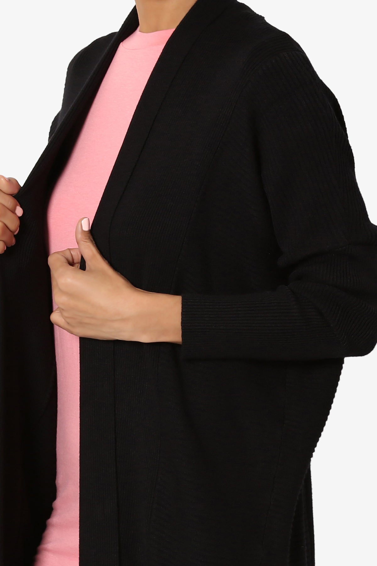 Aviv Ribbed Dolman Sleeve Open Cardigan