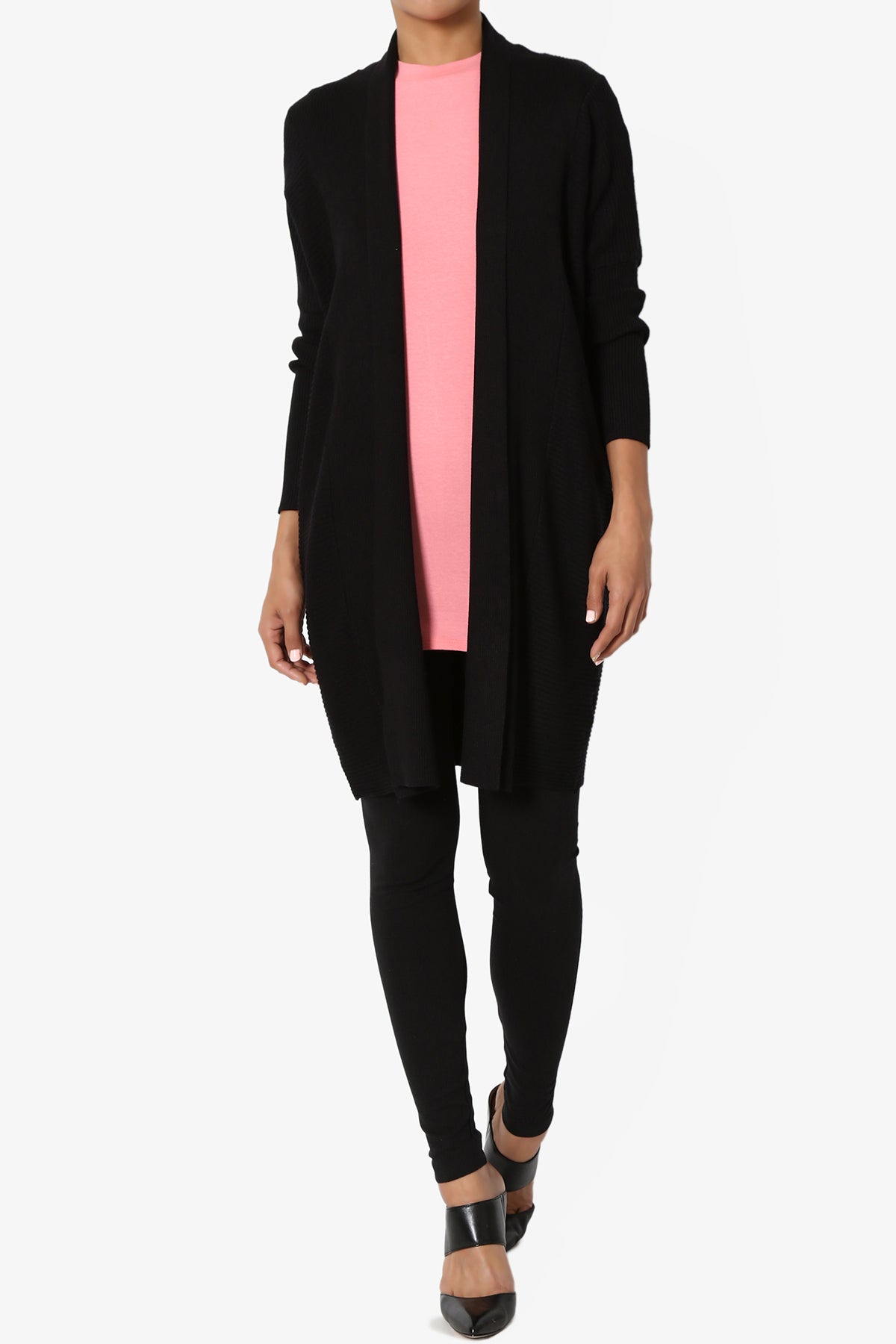 Aviv Ribbed Dolman Sleeve Open Cardigan