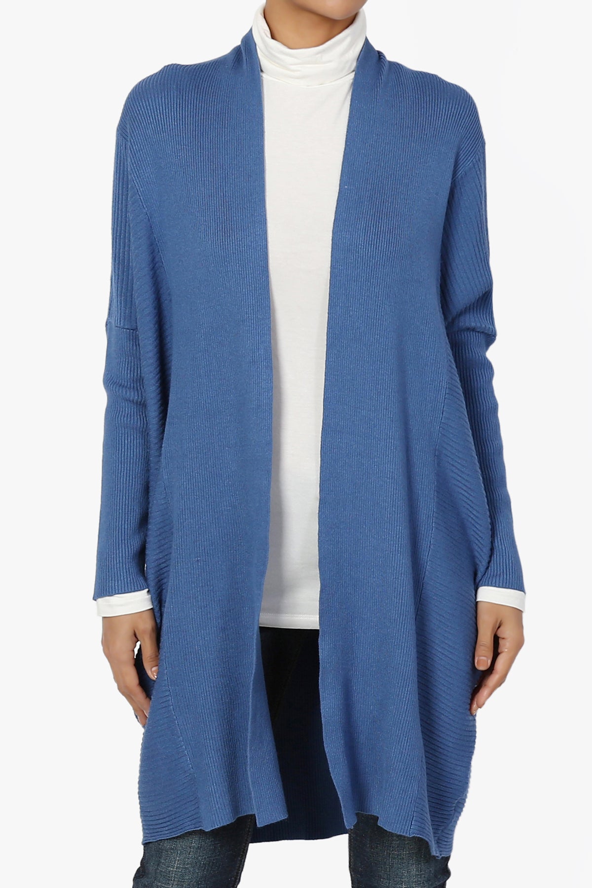 Aviv Ribbed Dolman Sleeve Open Cardigan