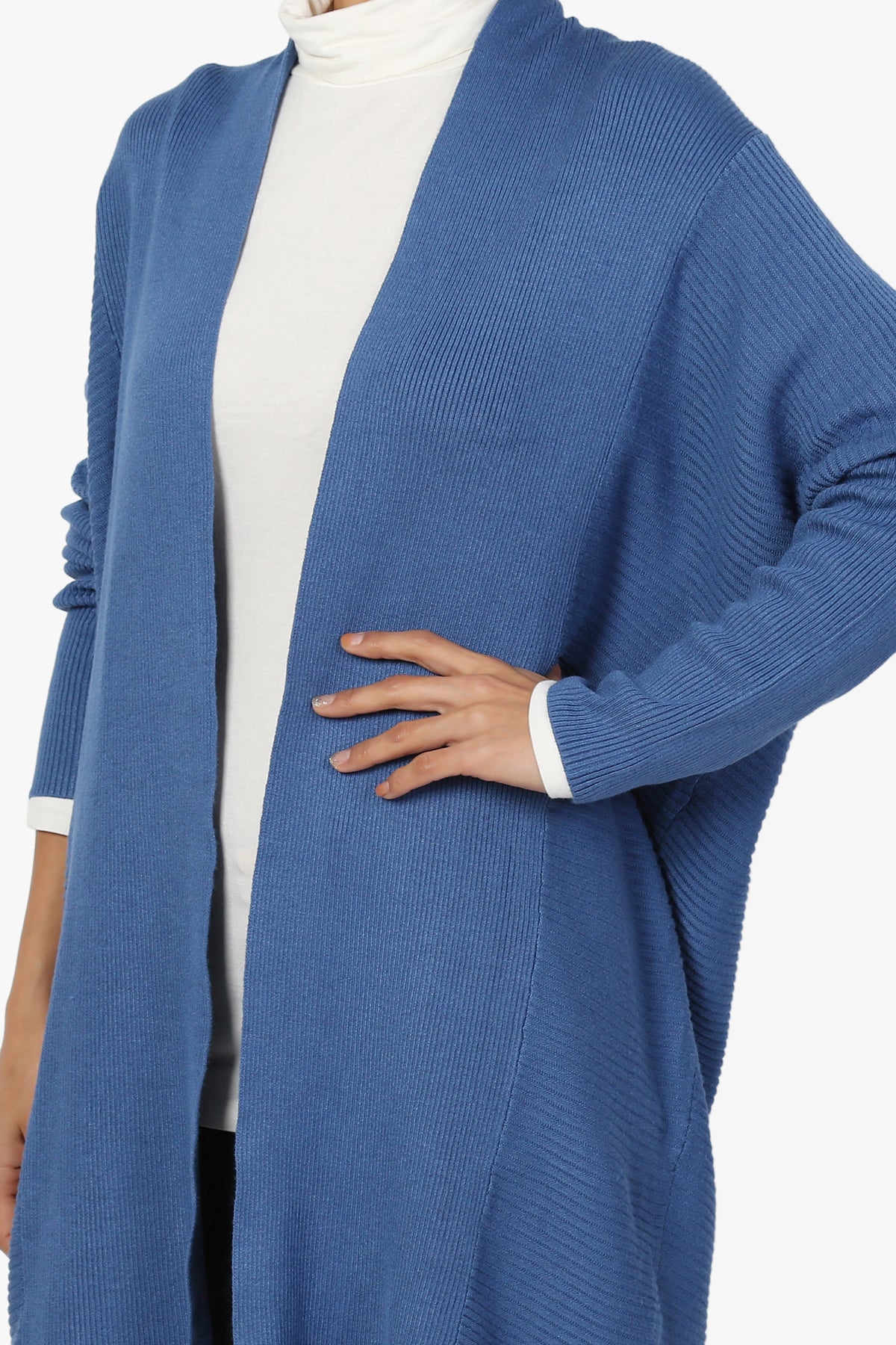 Aviv Ribbed Dolman Sleeve Open Cardigan