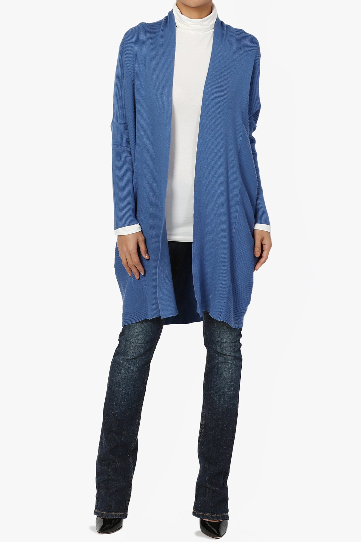 Aviv Ribbed Dolman Sleeve Open Cardigan