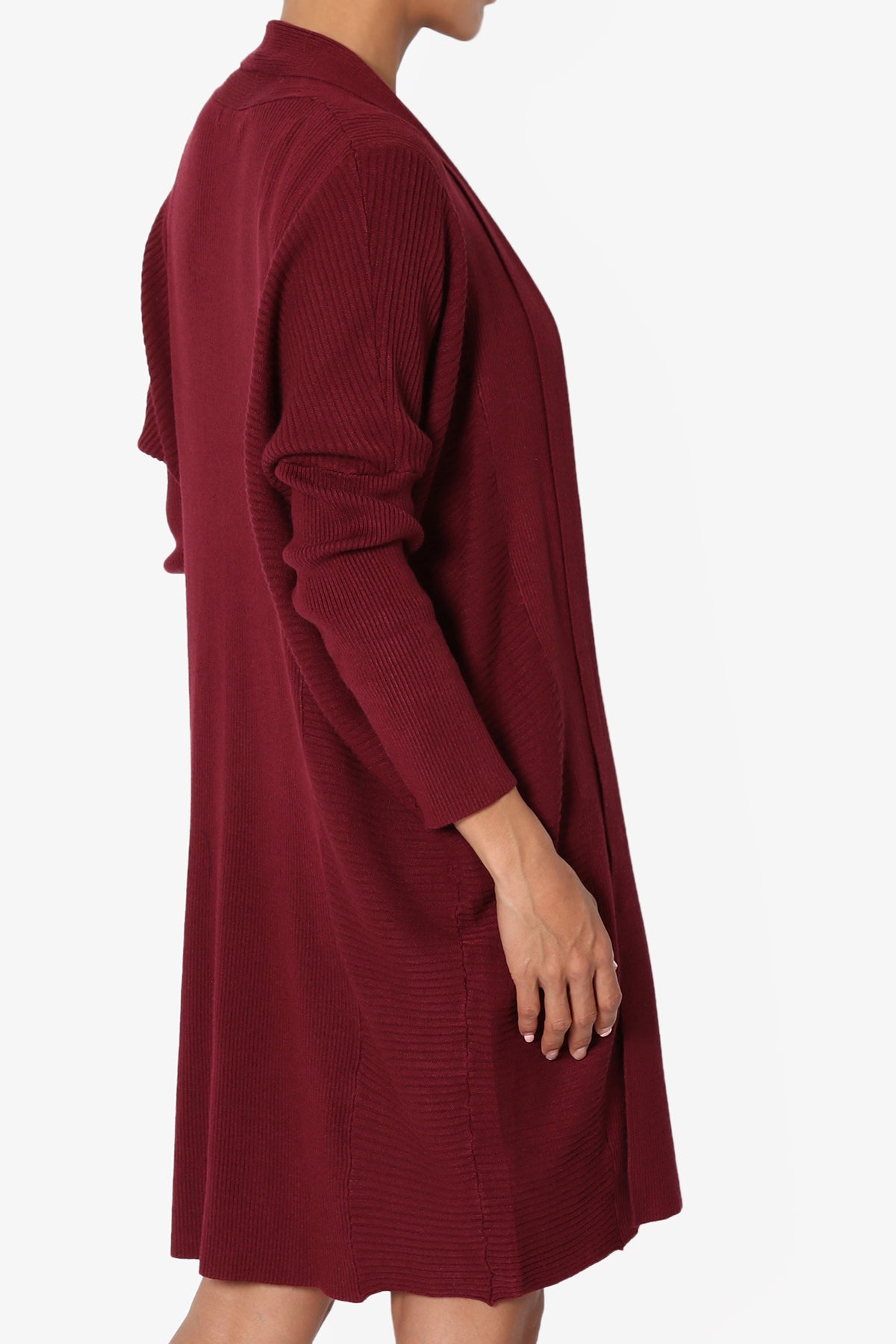 Aviv Ribbed Dolman Sleeve Open Cardigan