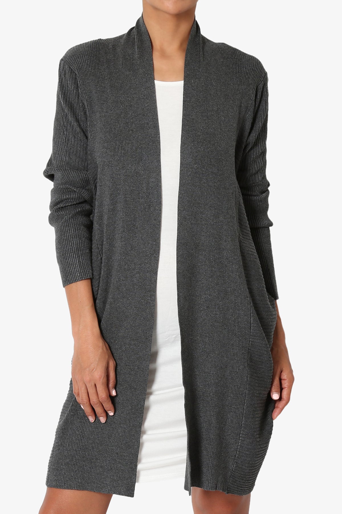 Aviv Ribbed Dolman Sleeve Open Cardigan