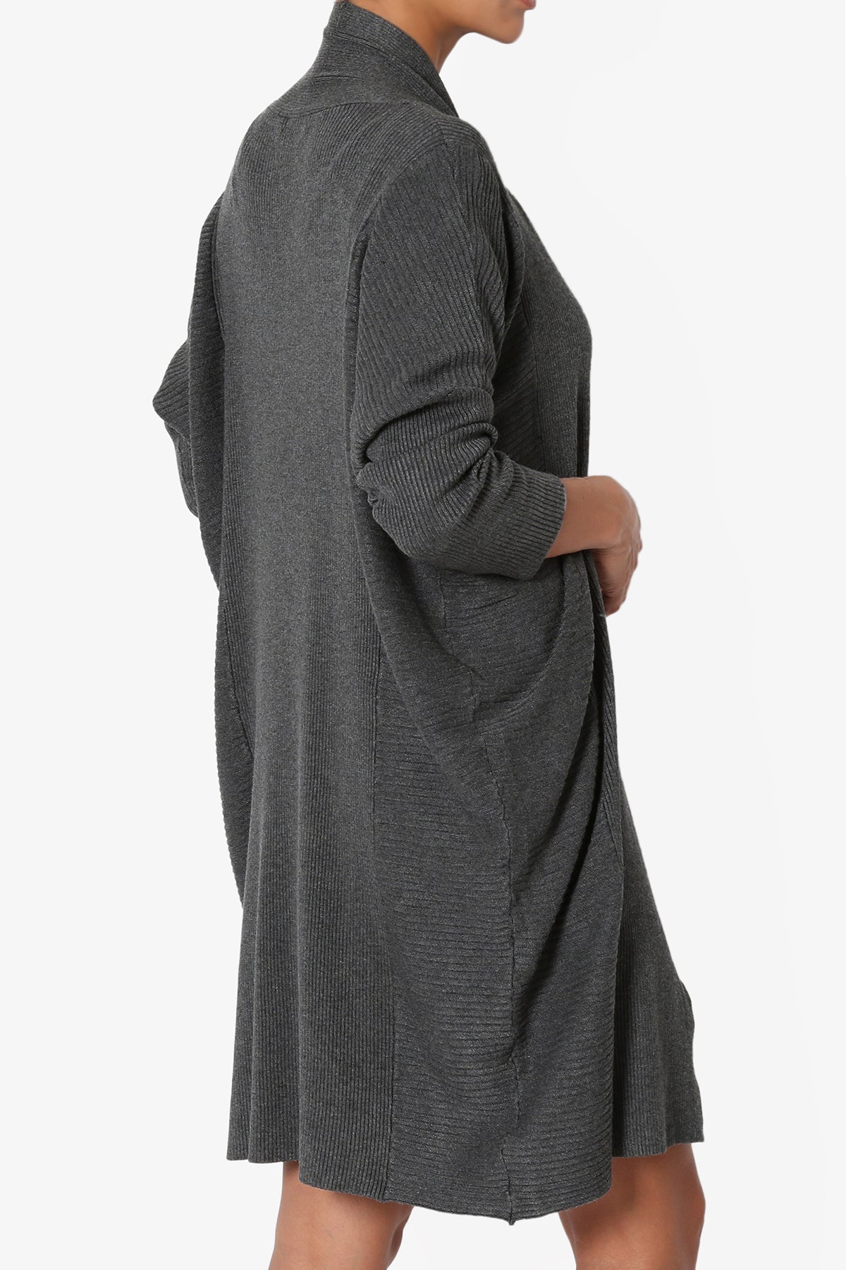 Aviv Ribbed Dolman Sleeve Open Cardigan