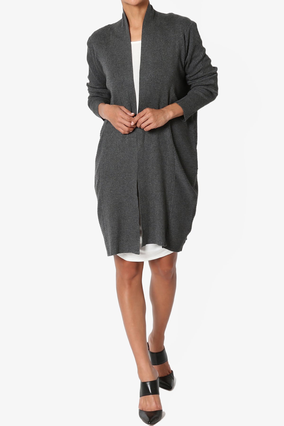 Aviv Ribbed Dolman Sleeve Open Cardigan