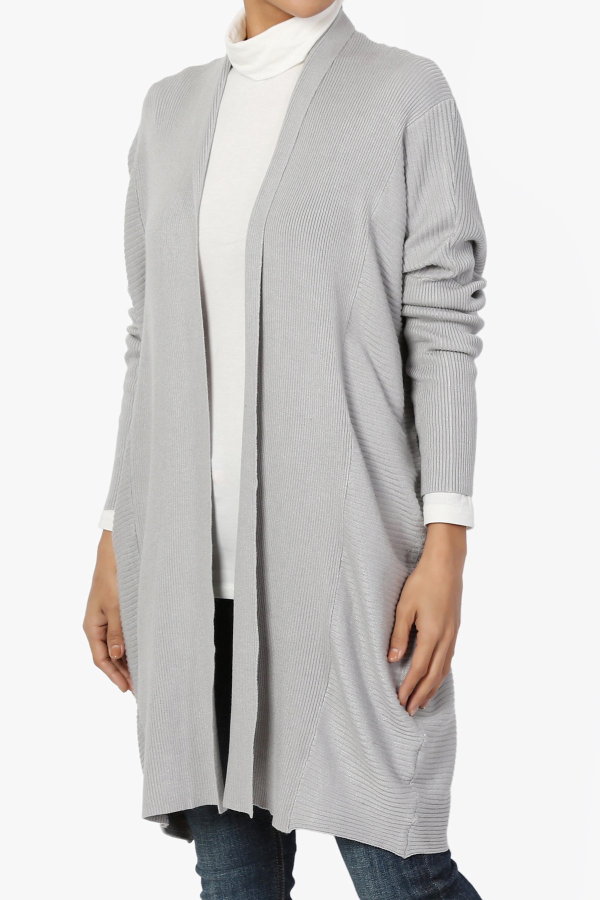 Aviv Ribbed Dolman Sleeve Open Cardigan
