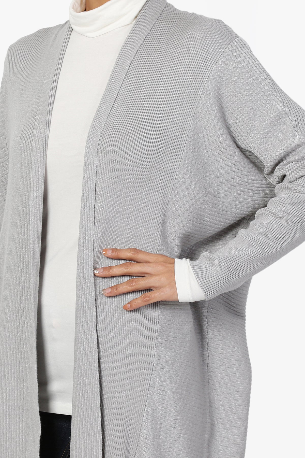 Aviv Ribbed Dolman Sleeve Open Cardigan