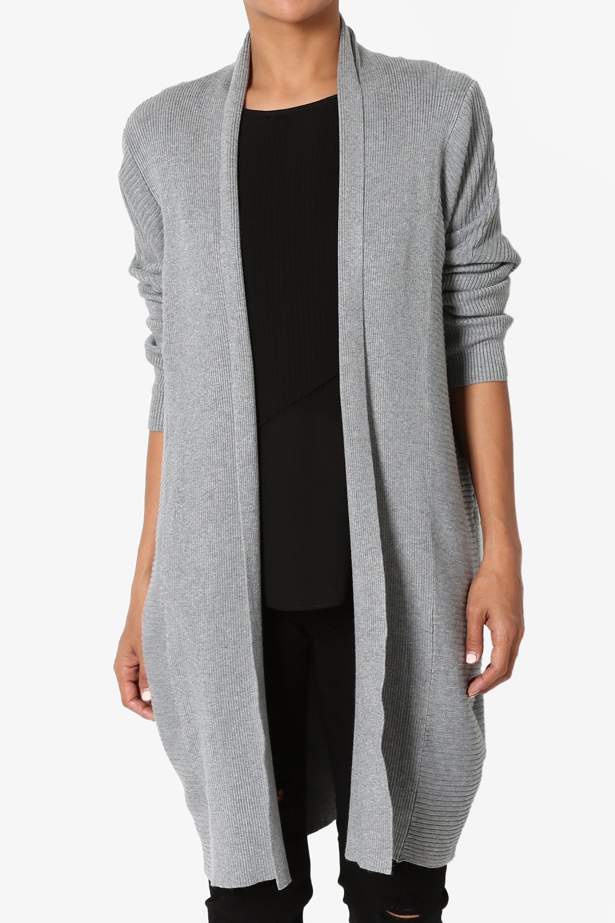 Aviv Ribbed Dolman Sleeve Open Cardigan