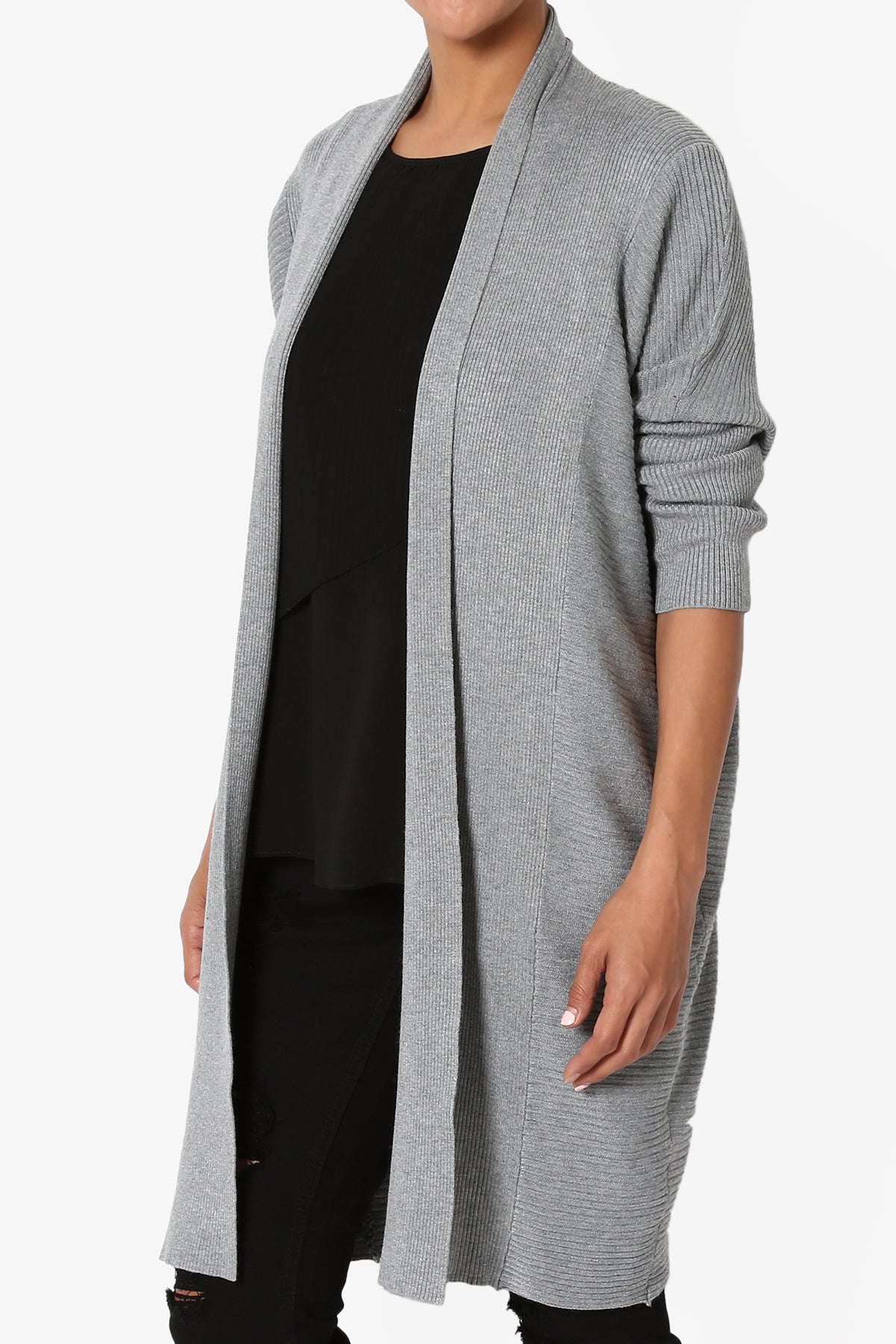 Aviv Ribbed Dolman Sleeve Open Cardigan