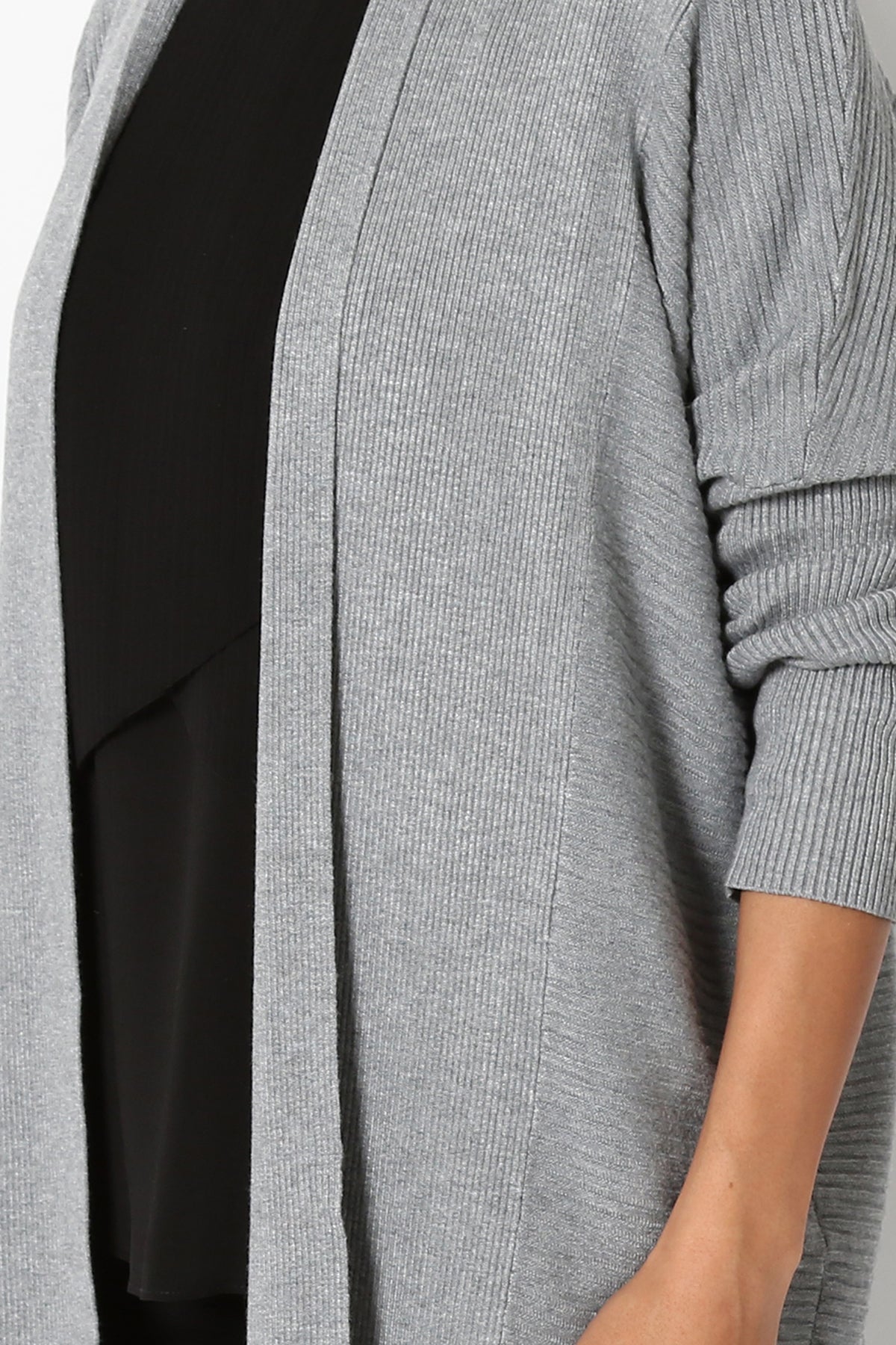 Aviv Ribbed Dolman Sleeve Open Cardigan