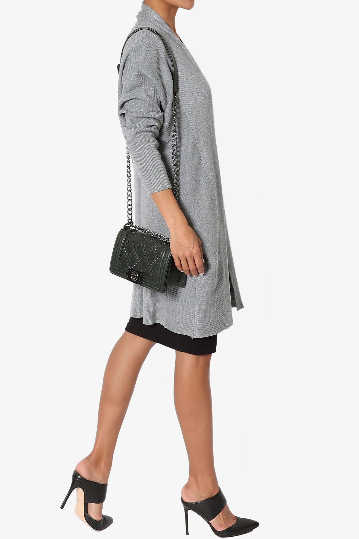 Aviv Ribbed Dolman Sleeve Open Cardigan