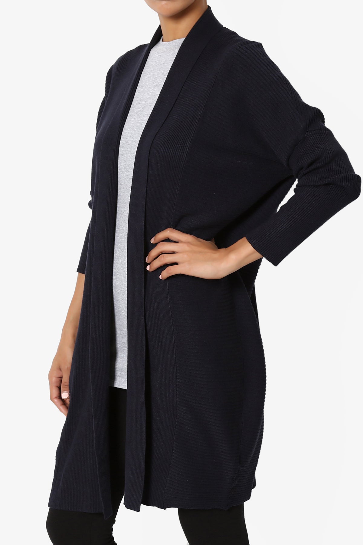 Aviv Ribbed Dolman Sleeve Open Cardigan