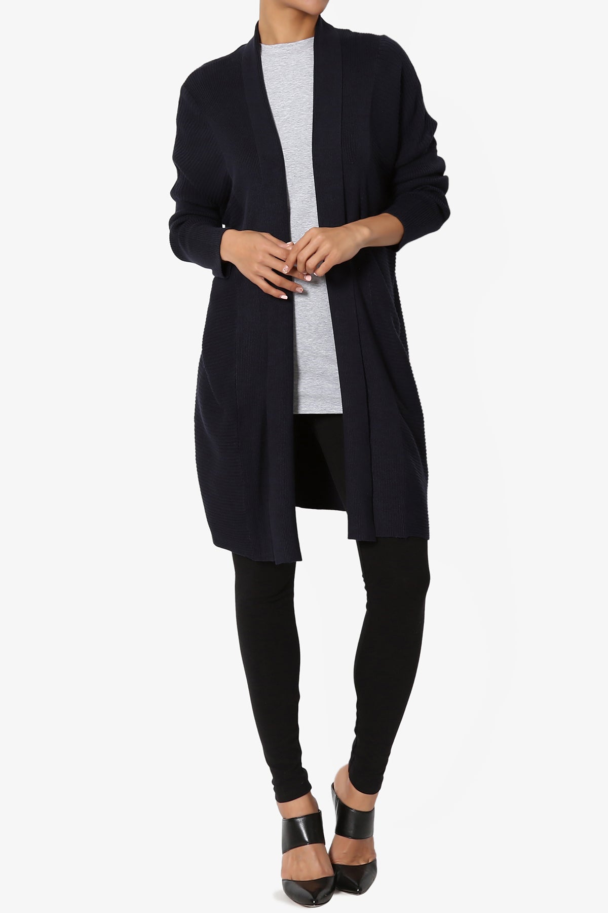 Aviv Ribbed Dolman Sleeve Open Cardigan