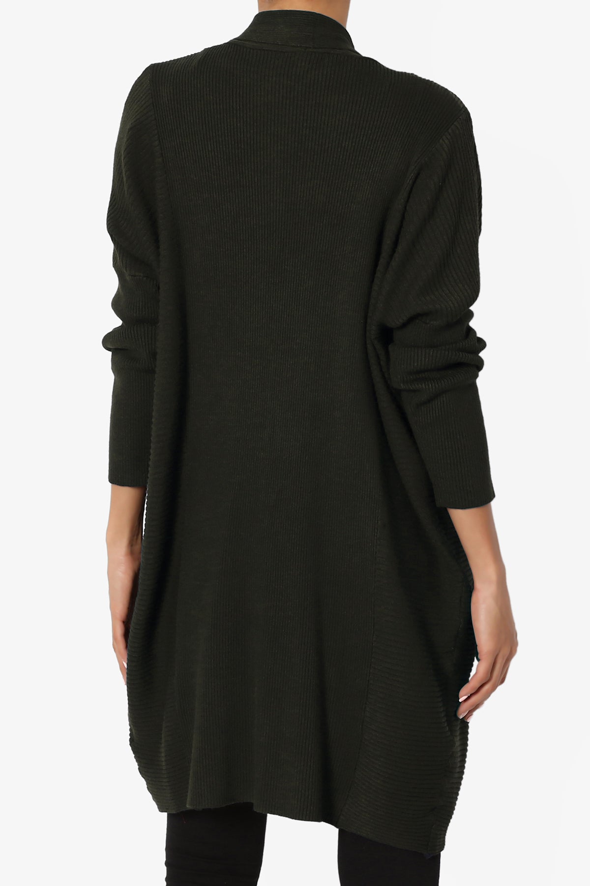 Aviv Ribbed Dolman Sleeve Open Cardigan