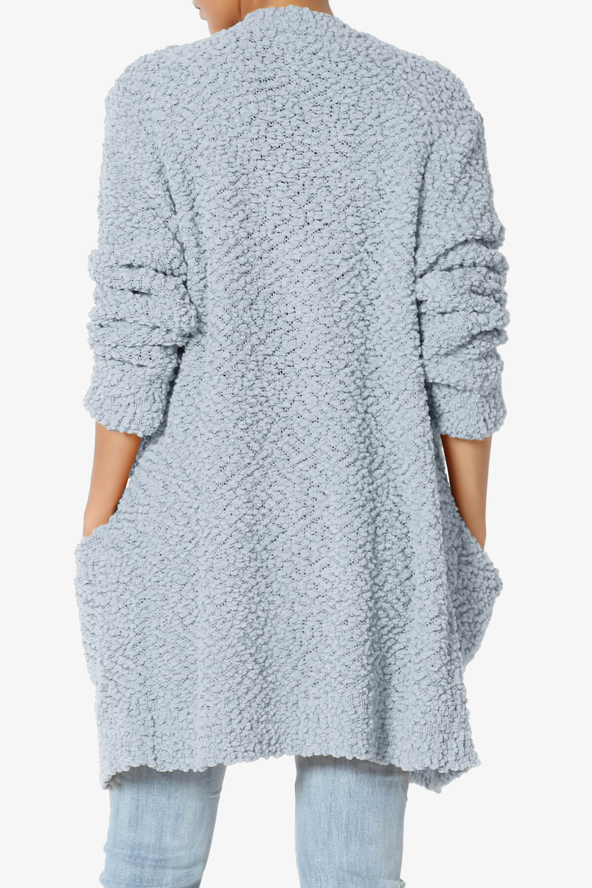 Barry Soft Popcorn Knit Sweater Cardigan ASH BLUE_2