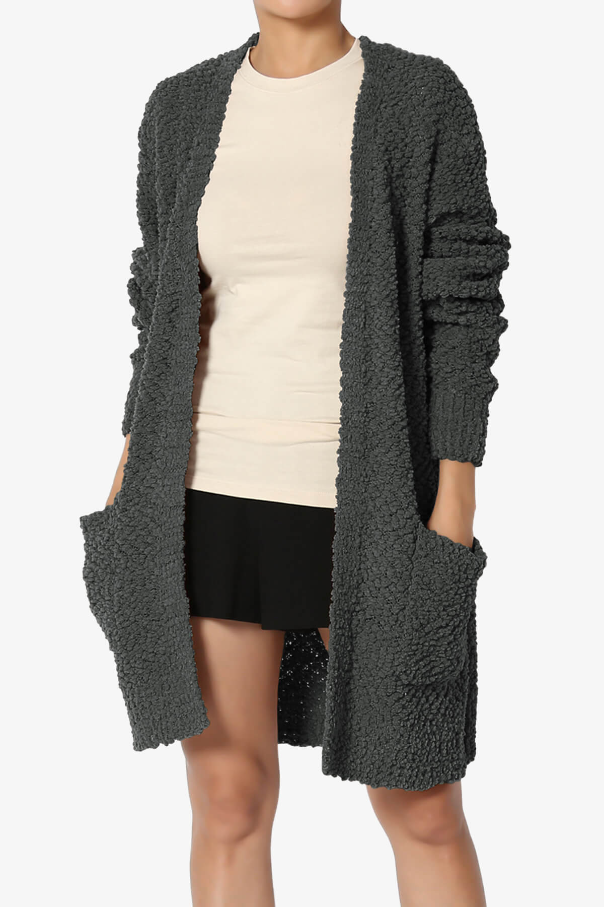 Barry Soft Popcorn Knit Sweater Cardigan ASH GREY_1