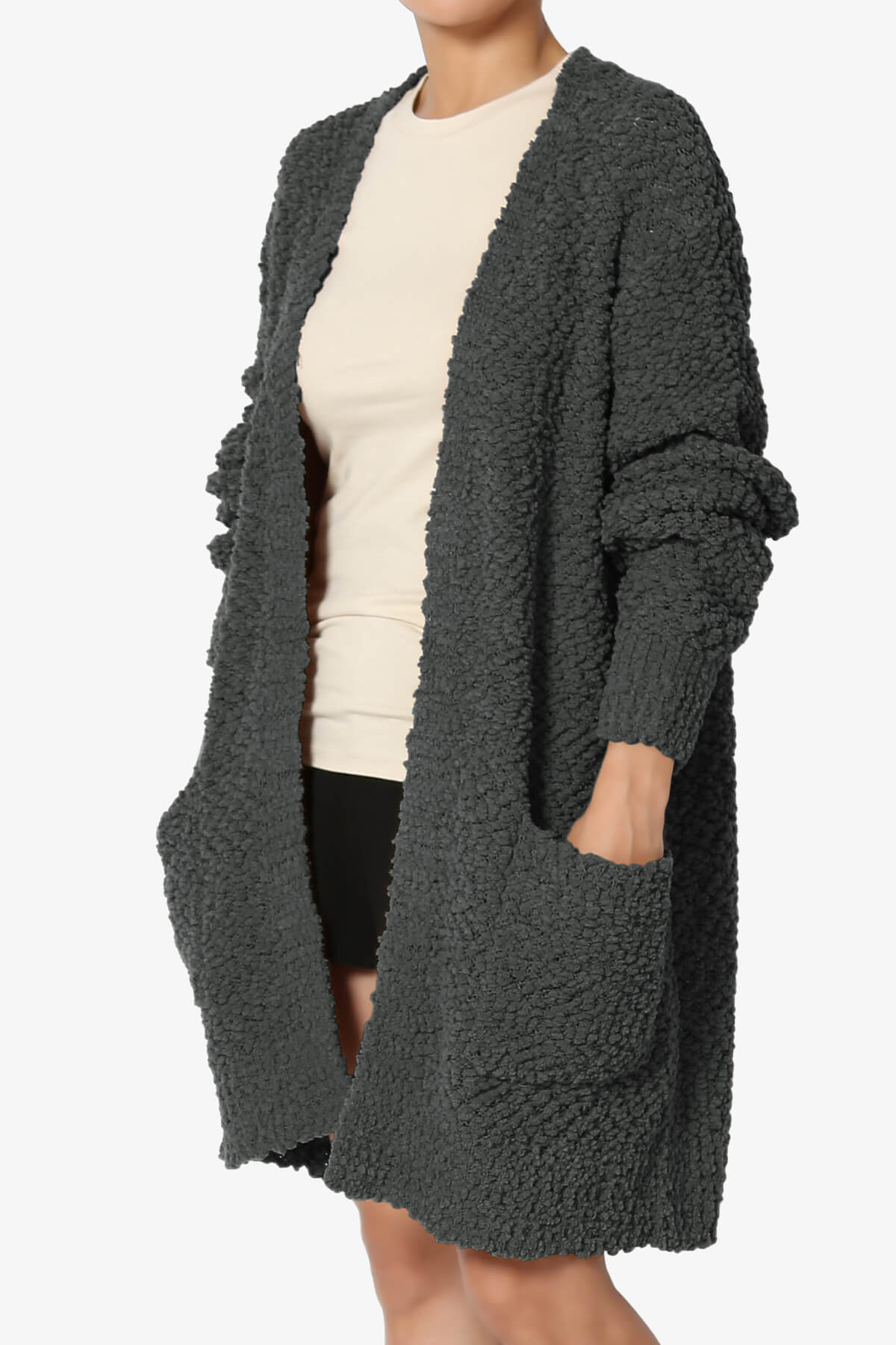 Barry Soft Popcorn Knit Sweater Cardigan ASH GREY_3