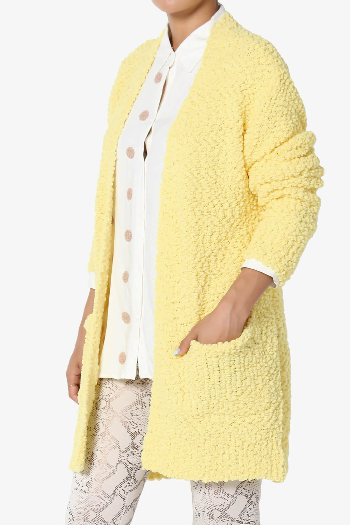 Barry Soft Popcorn Knit Sweater Cardigan BANANA_3