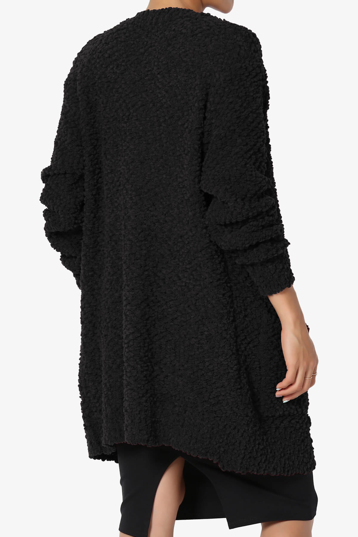 Barry Soft Popcorn Knit Sweater Cardigan BLACK_4