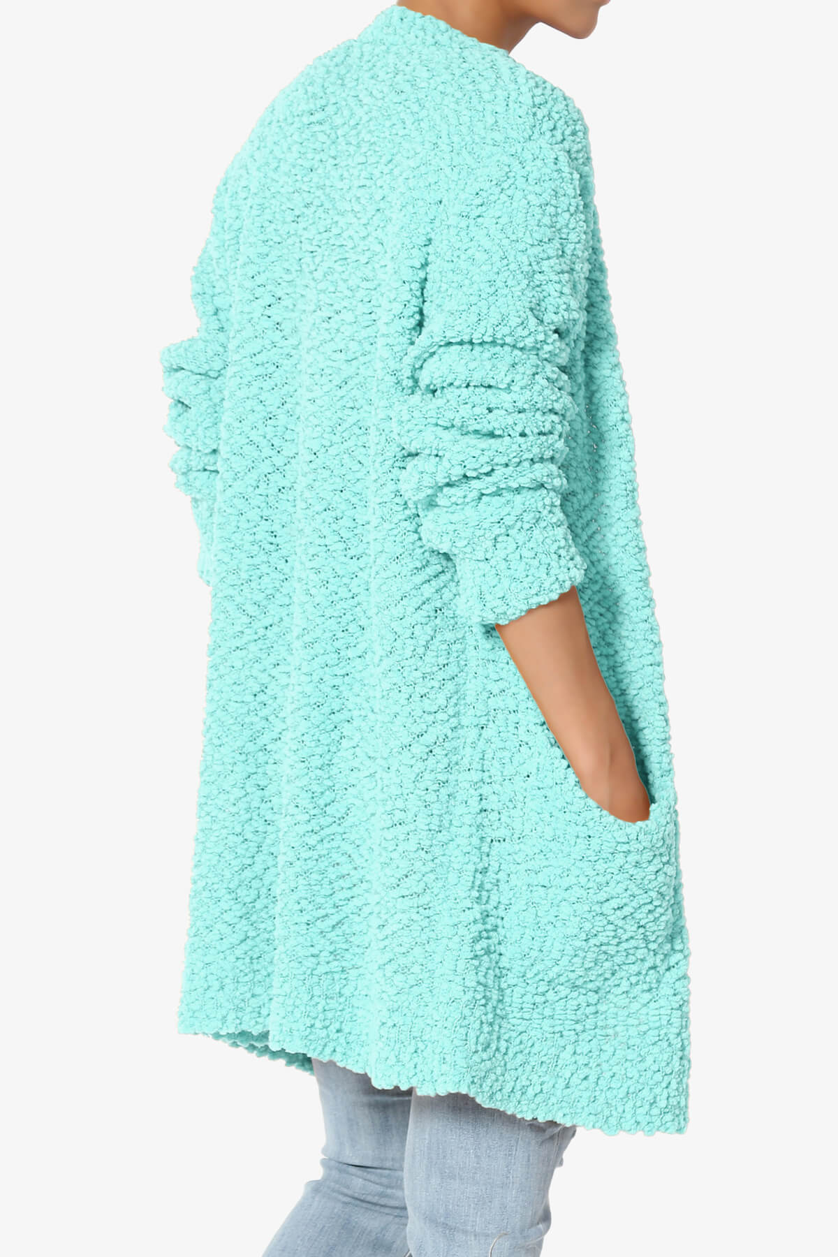 Barry Soft Popcorn Knit Sweater Cardigan BLUE MINT_4